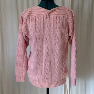 VTG 90s Debra Martin Pink Cable Knit Sweater Women’s S Ramie Cotton Pastel Knit